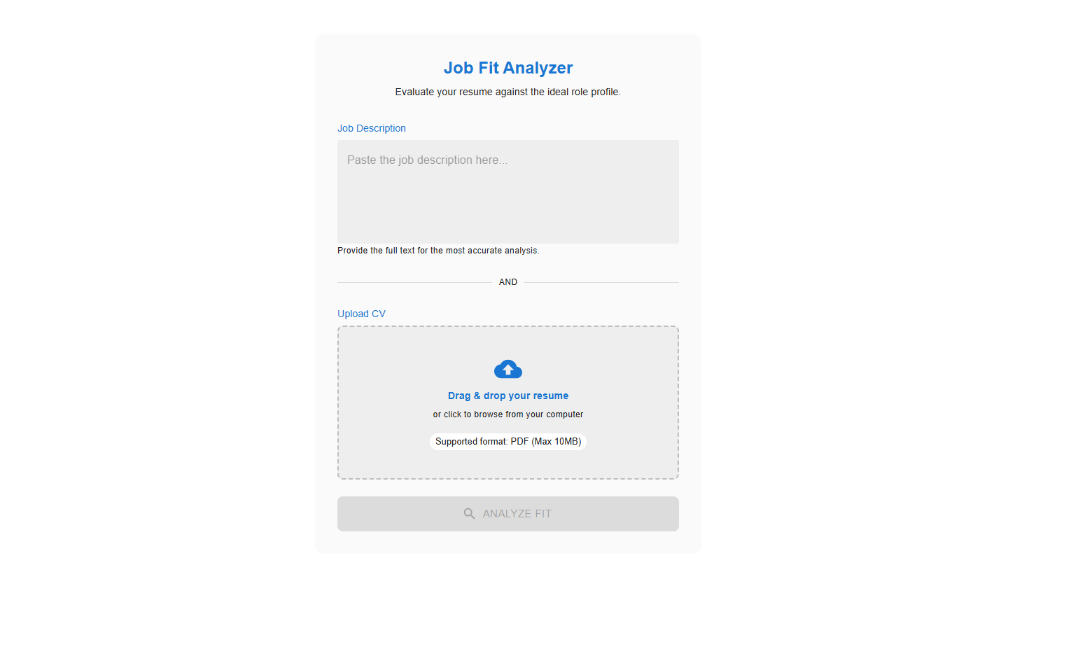 JobFit Analyzer placeholder screenshot